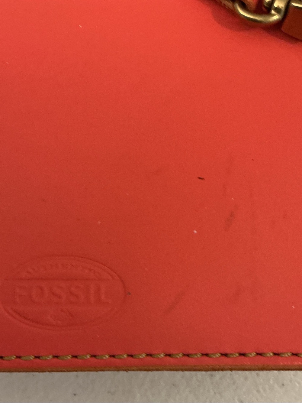 Fossil Orange Leather Wristlet Clutch with Turn-Lock - Picture 4 of 5